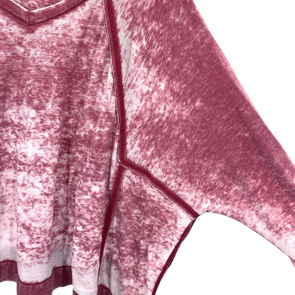 Freeloader Burgundy Burnout Oversized Long Sleeve Lightweight Top Medium - Picture 5 of 7